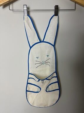 Vintage Handmade Bunny Bib Fabric Embroidered 456